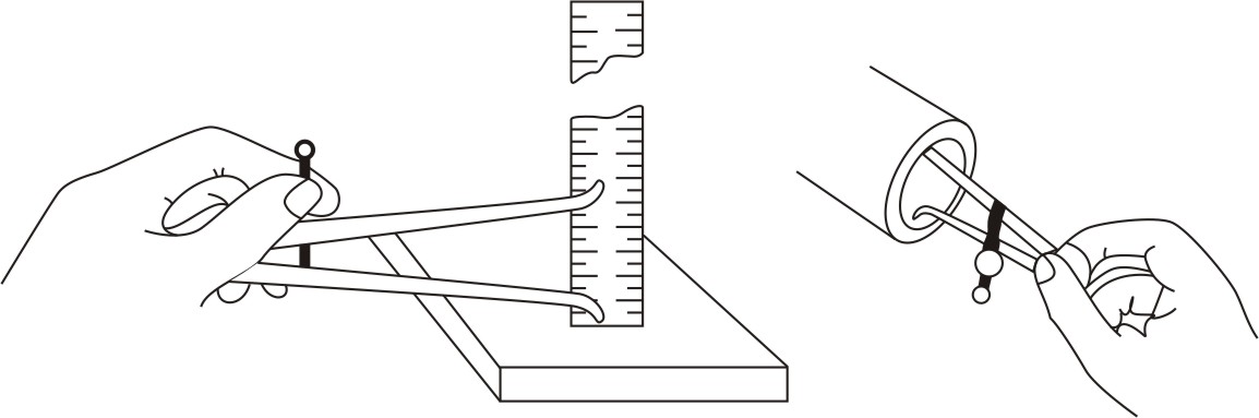 Setting inside calipers to a rule