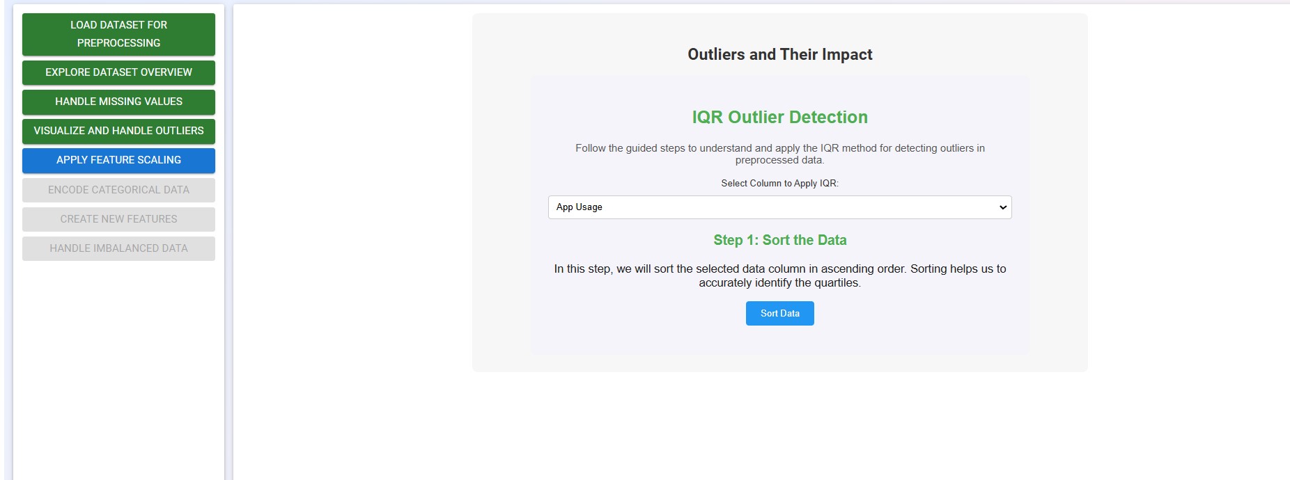 IQR method application