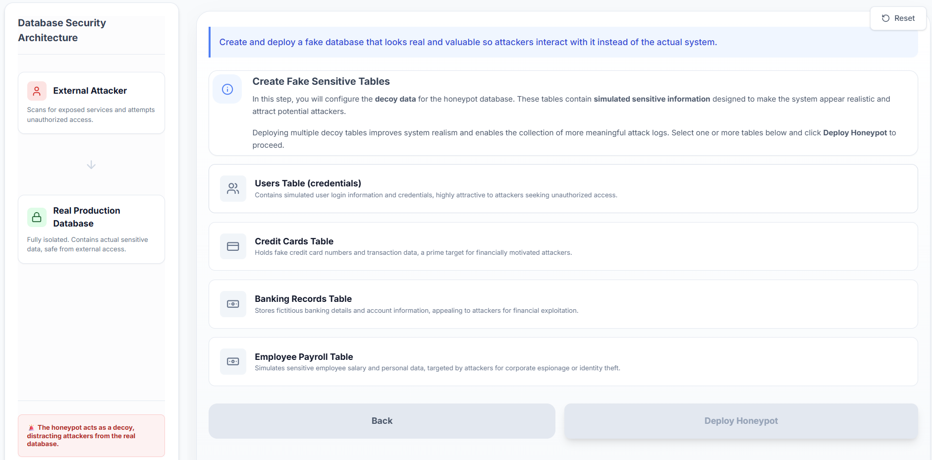 Selecting Decoy Data Tables