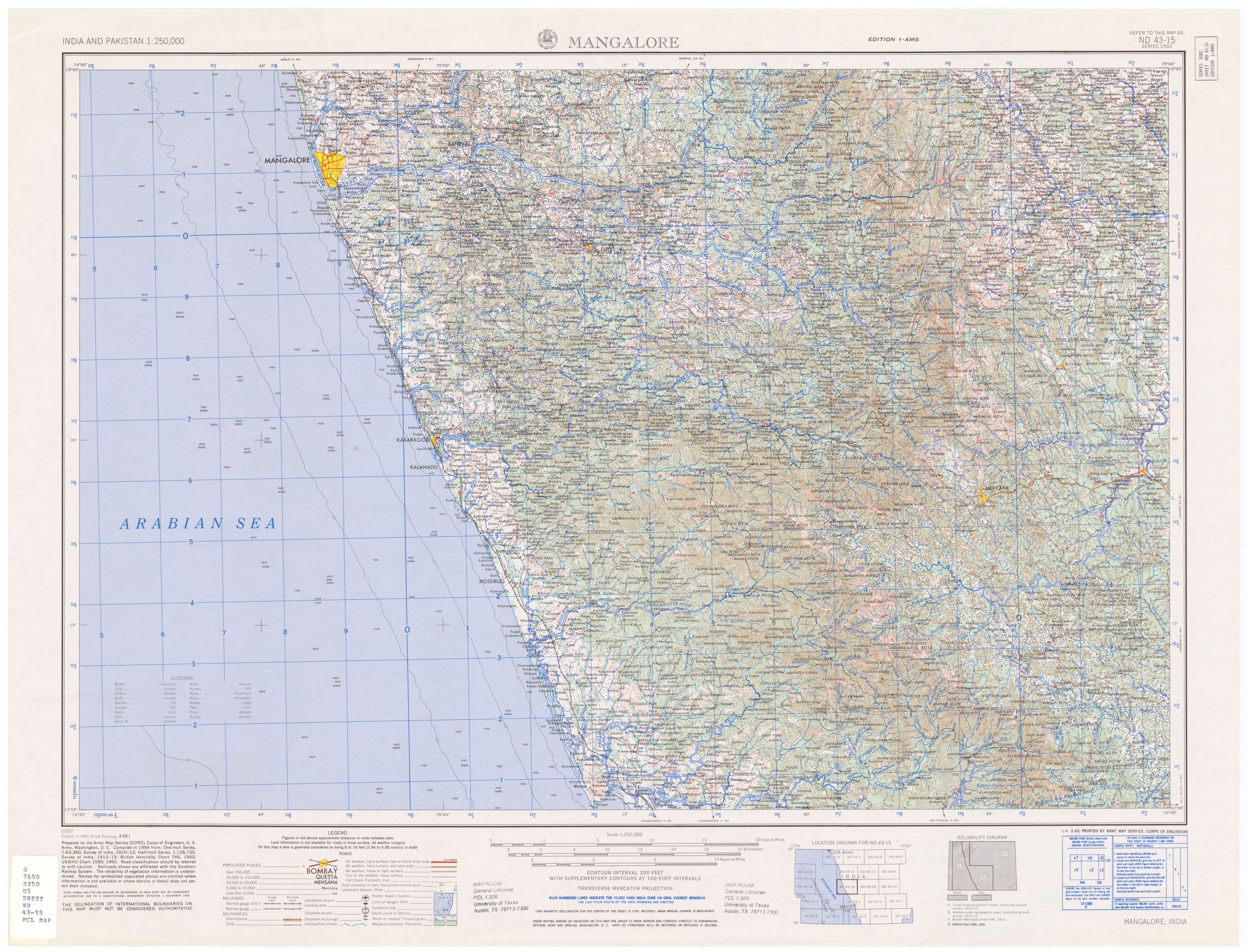 Toposheet ND 43-15 Mangalore