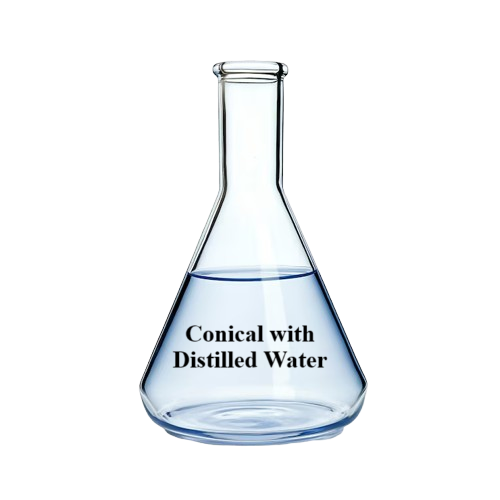 conical with distilled water