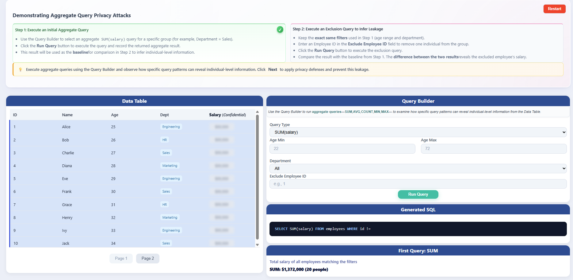 Baseline Aggregate Query Result