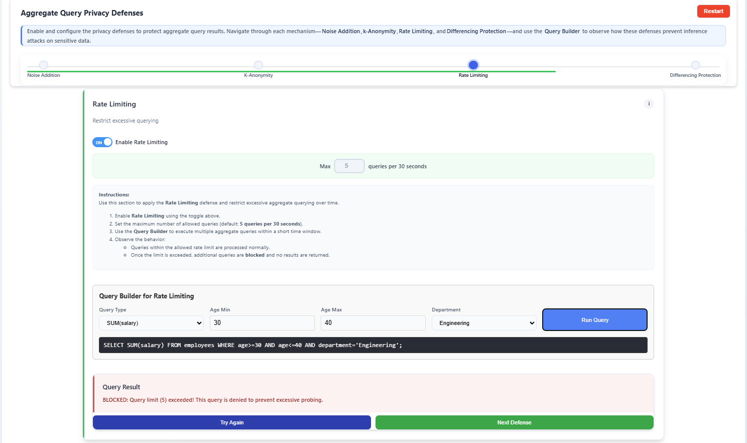 Rate Limiting Defense