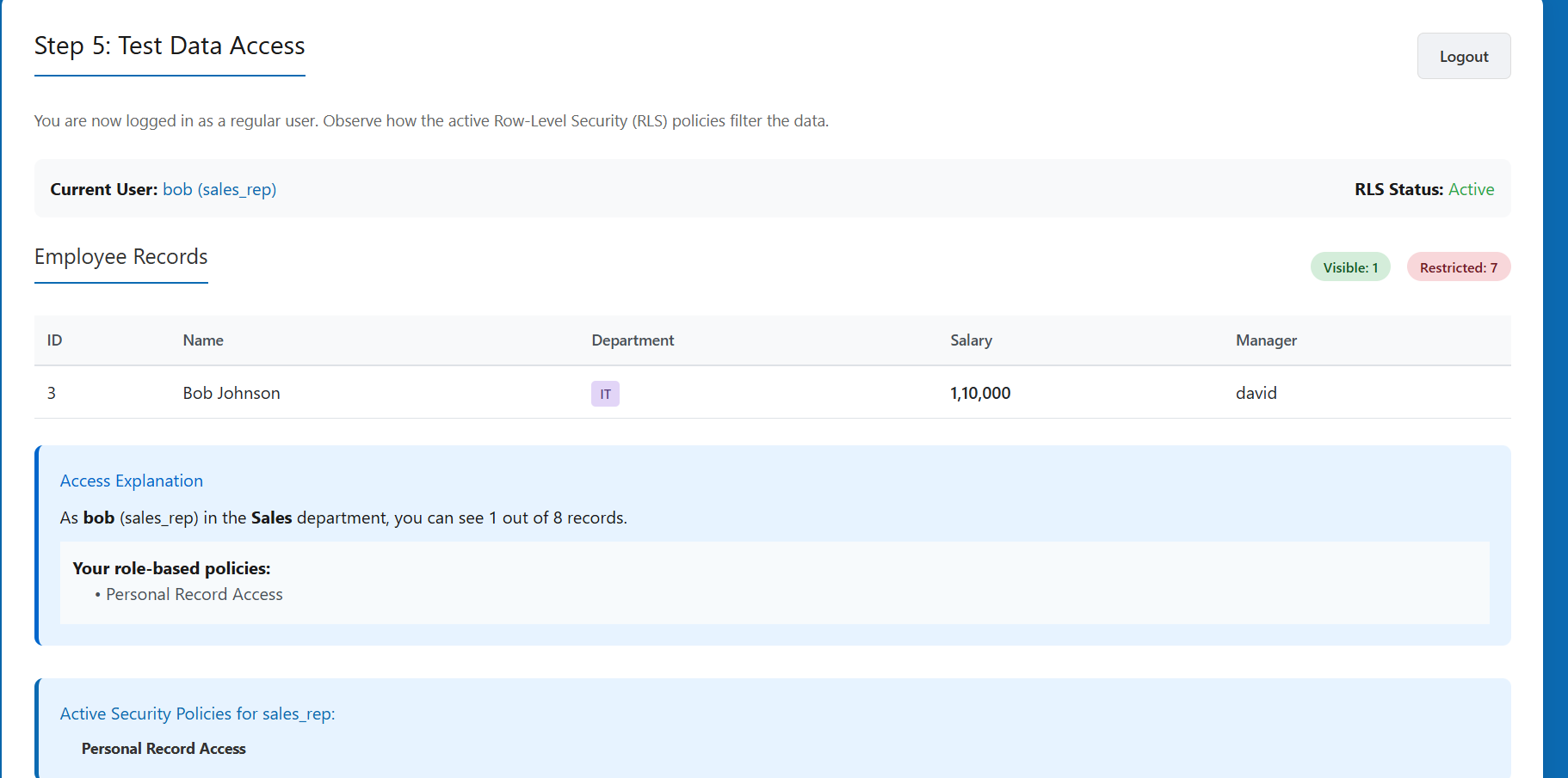 Test Data Access View